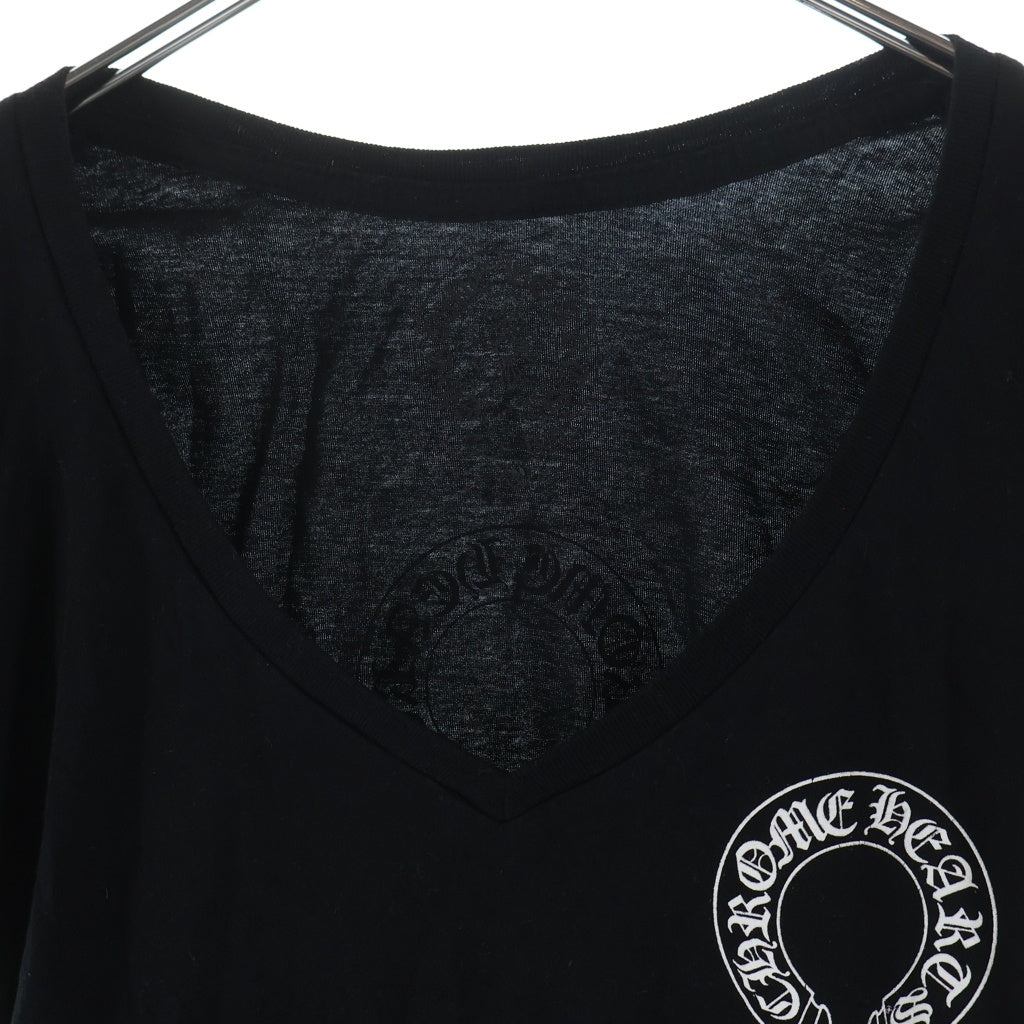 CHROME HEARTS(クロムハーツ) MADE IN HOLLYWOOD HORSESHOE TEE メイドインハリウッド 両面ホースシューロゴプリント Vネック半袖Tシャツカットソー ブラック
