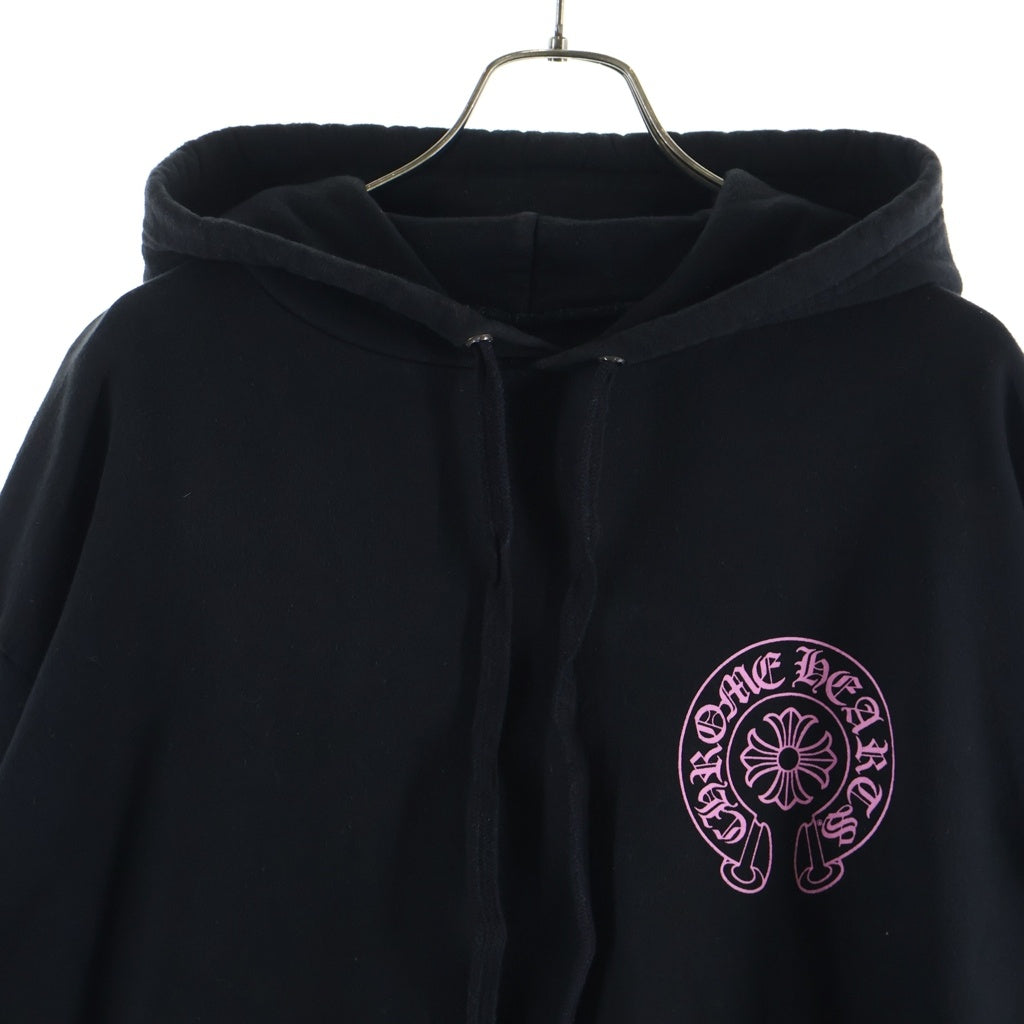 CHROME HEARTS(クロムハーツ) HORSESHOE HOODIE 両面ホースシュープリント プルオーバーパーカー フーディ ブラック/ピンク