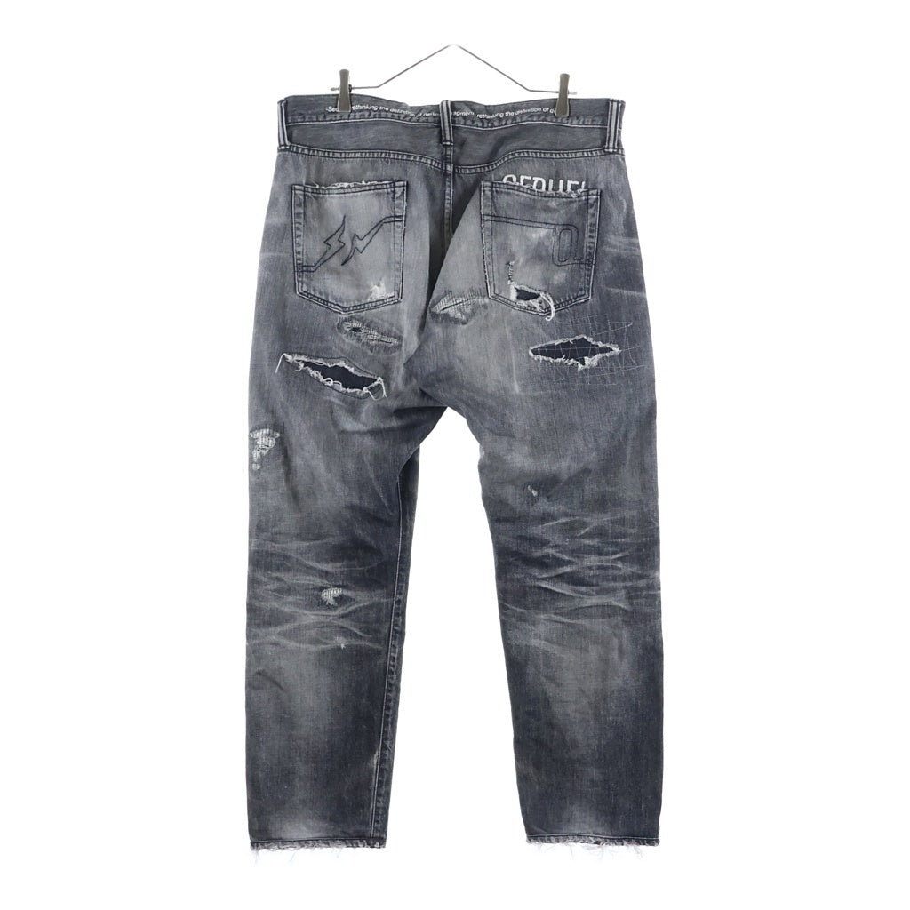 SEQUEL(シークエル) DAMEGE DENIM PANTS ダメージ加工 デニムパンツ インディゴ