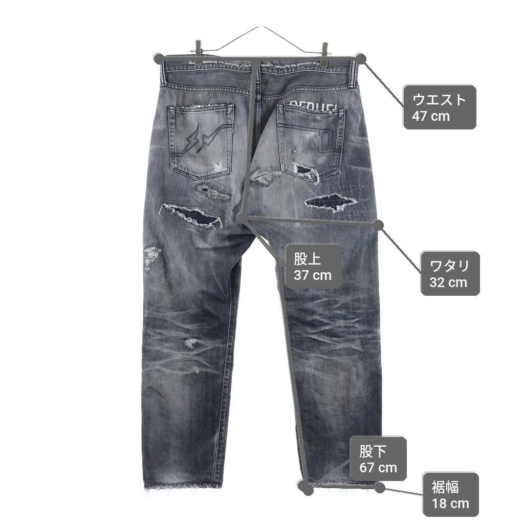 SEQUEL(シークエル) DAMEGE DENIM PANTS ダメージ加工 デニムパンツ インディゴ