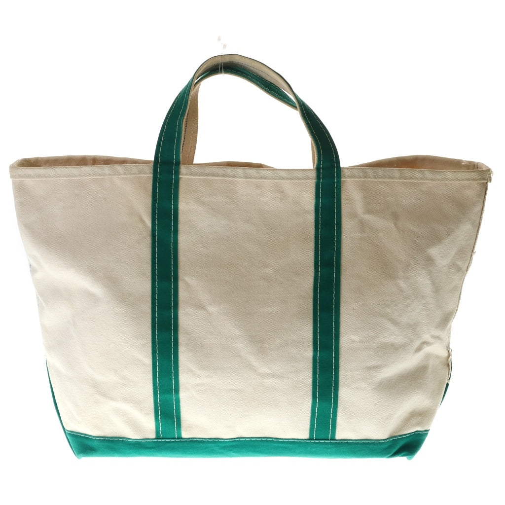 L.L.Bean(エルエルビーン) VINTAGE 80s BOAT AND TOTE ボートアンドトート キャンバス地 ショルダーバッグ ホワイト/グリーン