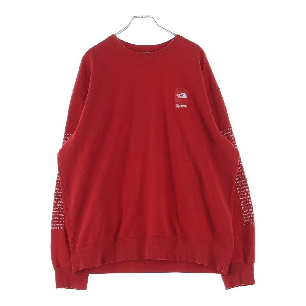 SUPREME(シュプリーム) ×THE NORTH FACE バックプリントクルーネック長袖スウェットトレーナー レッド NT024111