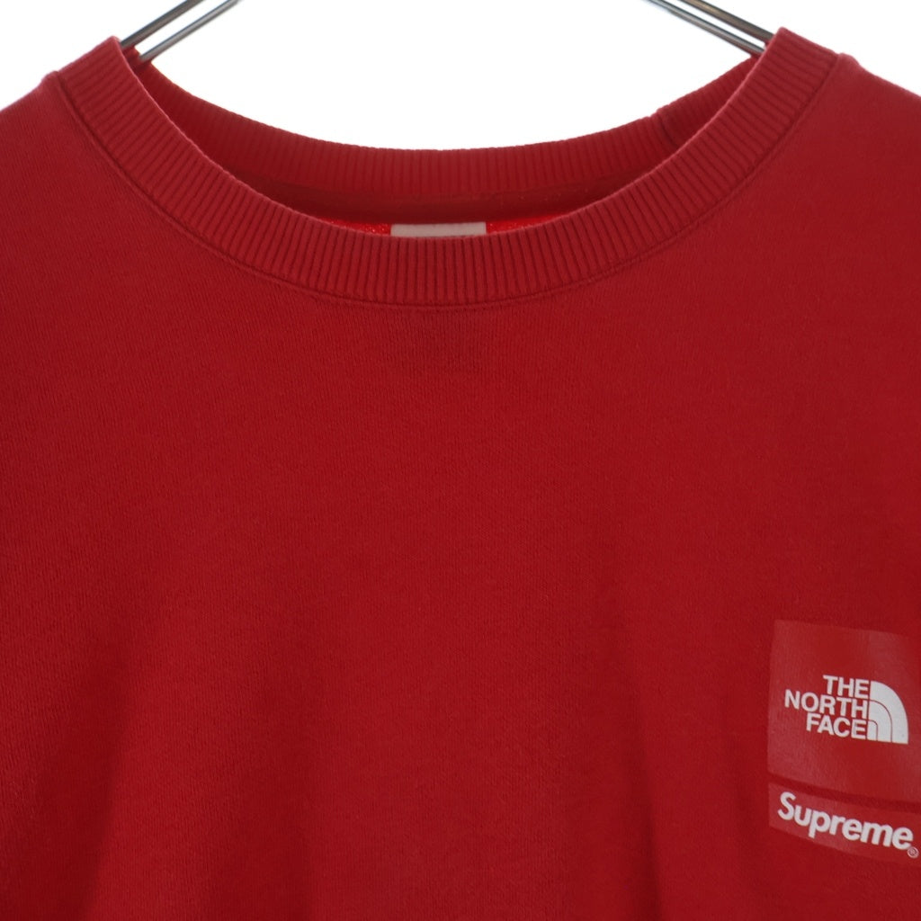 SUPREME(シュプリーム) ×THE NORTH FACE バックプリントクルーネック長袖スウェットトレーナー レッド NT024111