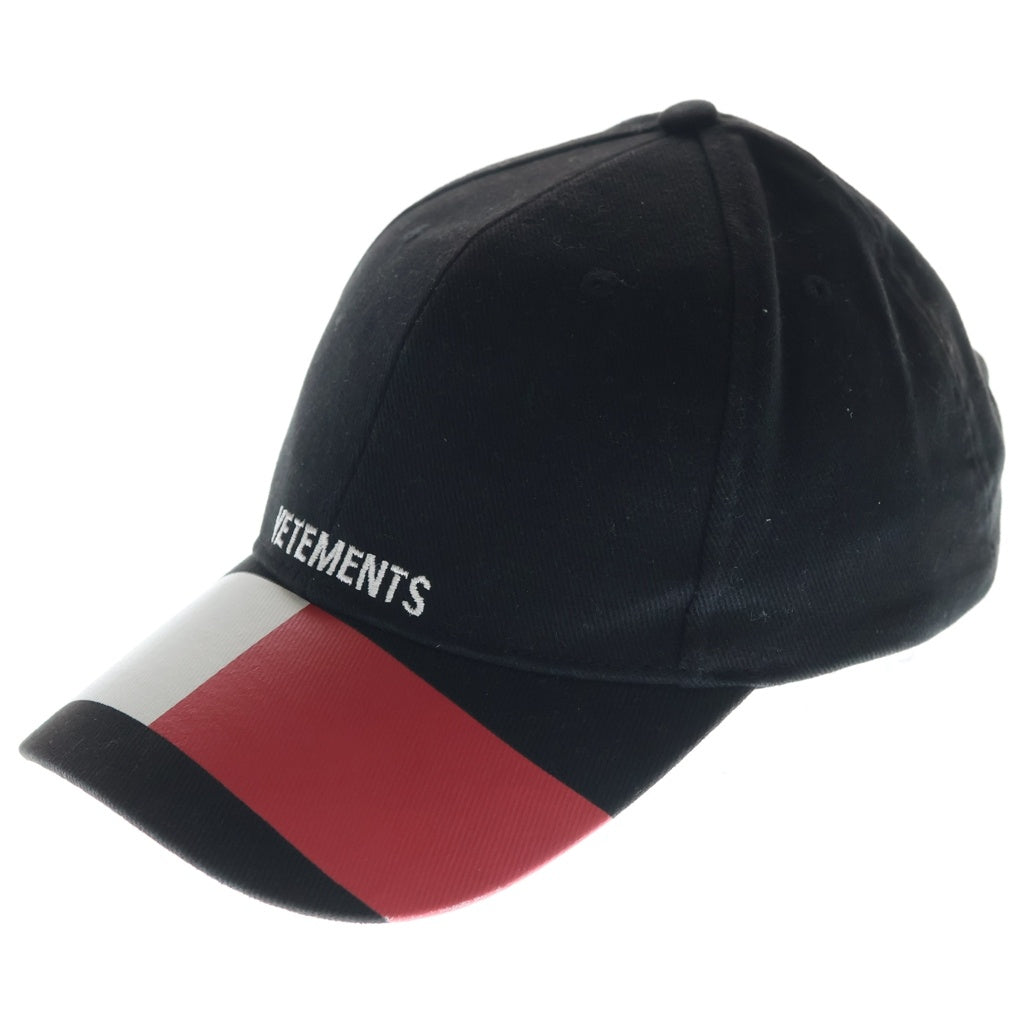 VETEMENTS(ヴェトモン) 18SS ×TOMMY HILFIGER トミーヒルフィガー ロゴ刺繍 ベースボールキャップ 帽子 ブラック WSS18AC19 レディース