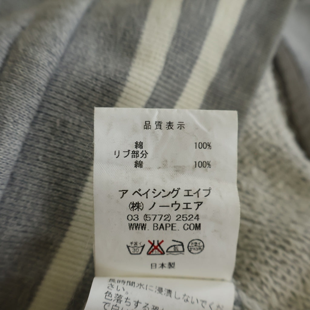 A BATHING APE(アベイシングエイプ) LOGO PATCH SWEAT VARSITY JACKET 両面ロゴワッペン刺繍 スウェットヴァーシティジャケット スタジャン グレー