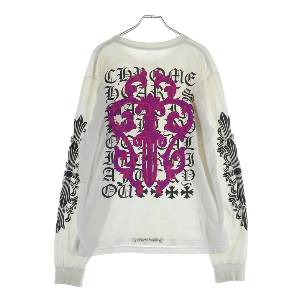 CHROME HEARTS(クロムハーツ) Vine Dagger ヴァインダガー アームフローラルプリント クルーネック長袖Tシャツカットソー ロンT ホワイト