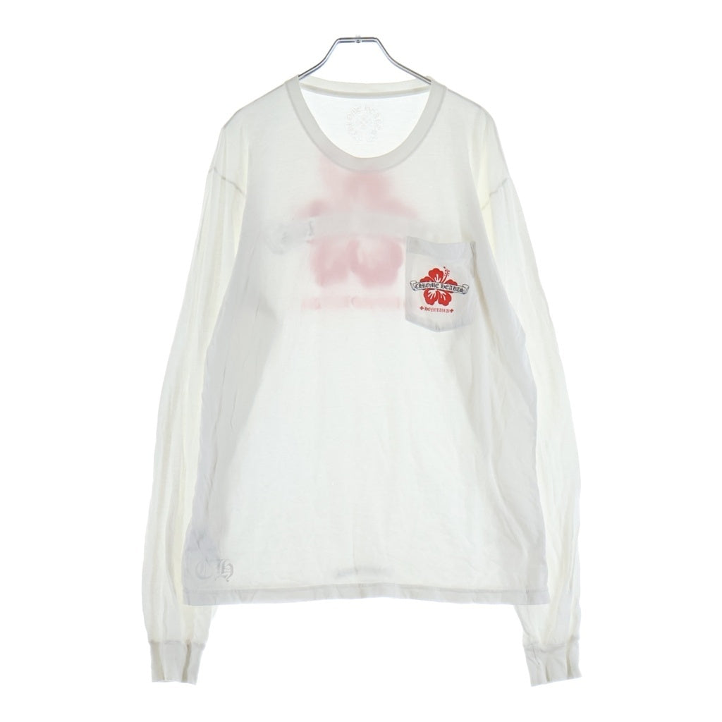 CHROME HEARTS(クロムハーツ) Honolulu Limited Back Scroll Logo L/S Tee ホノルル限定 バックスクロールロゴ ハイビスカスプリント クルーネックロングスリーブTシャツカットソー ロンT
