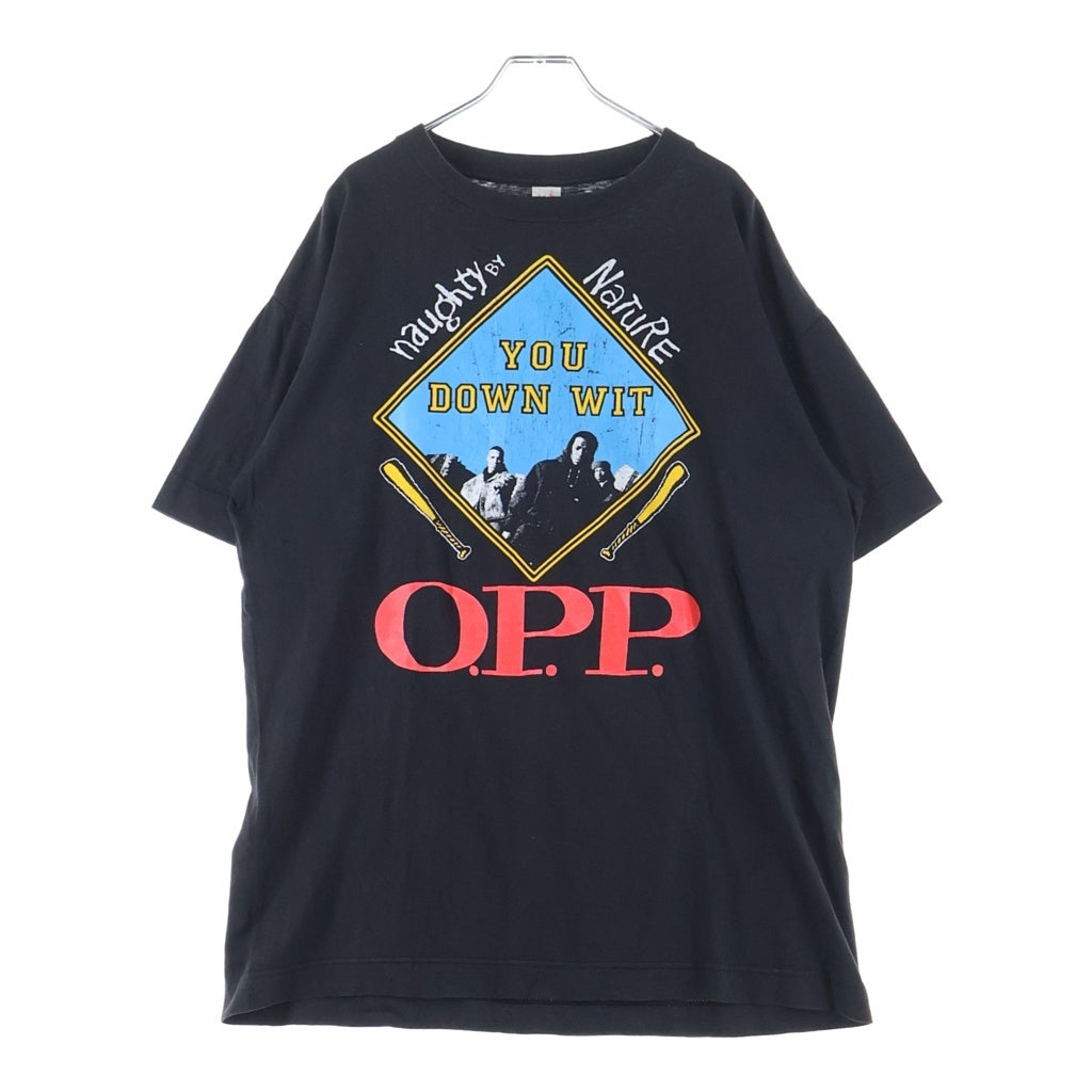 VINTAGE(ヴィンテージ) 90S NAUGHTY BY NATURE O.P.P T-SHIRT ノーティー バイ ネイチャー オー ピー ピー プリント クルーネック半袖Tシャツカットソー ラップT ブラック