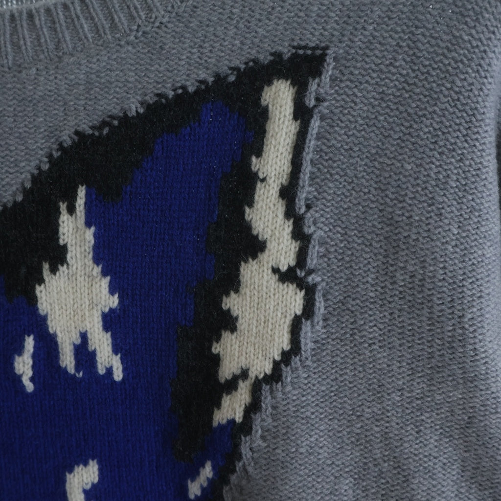 MAISON KITSUNE(メゾンキツネ) 21AW BIG FOX HEAD JACQUARD PULLOVER HU00510KT1016 ビッグフォックス ヘッド ジャガード クルーネック長袖プルオーバーウールニットセーター グレー
