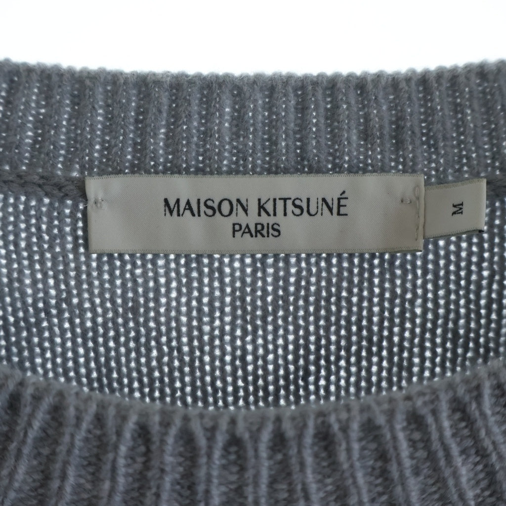 MAISON KITSUNE(メゾンキツネ) 21AW BIG FOX HEAD JACQUARD PULLOVER HU00510KT1016 ビッグフォックス ヘッド ジャガード クルーネック長袖プルオーバーウールニットセーター グレー