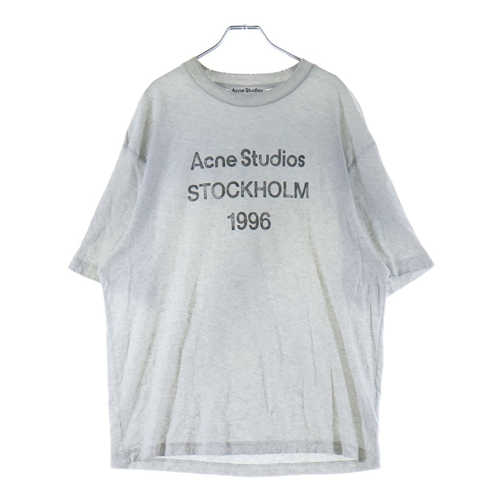 Acne Studios(アクネ ストゥディオズ) ロゴプリントコットンブレンドクルーネック半袖Tシャツカットソー グレー FN-UX-TSHI000017