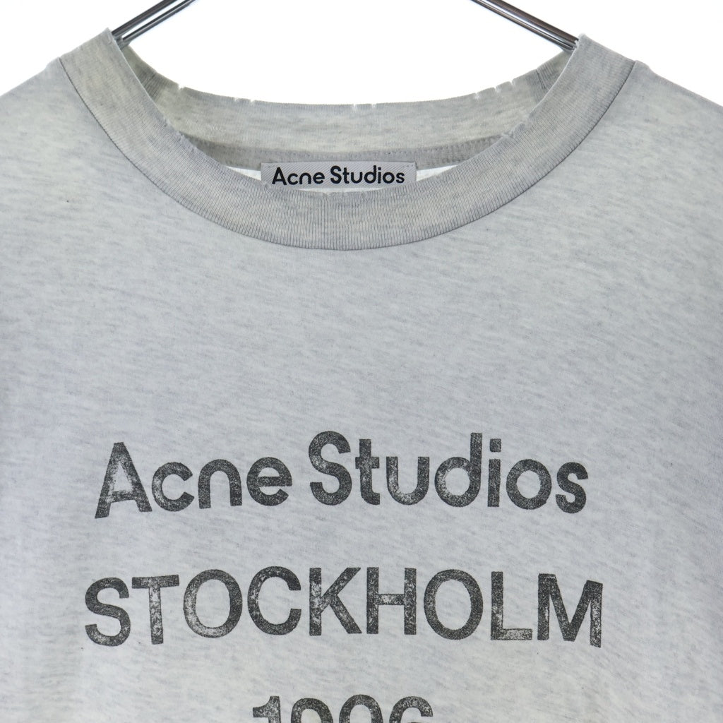 Acne Studios(アクネ ストゥディオズ) ロゴプリントコットンブレンドクルーネック半袖Tシャツカットソー グレー FN-UX-TSHI000017