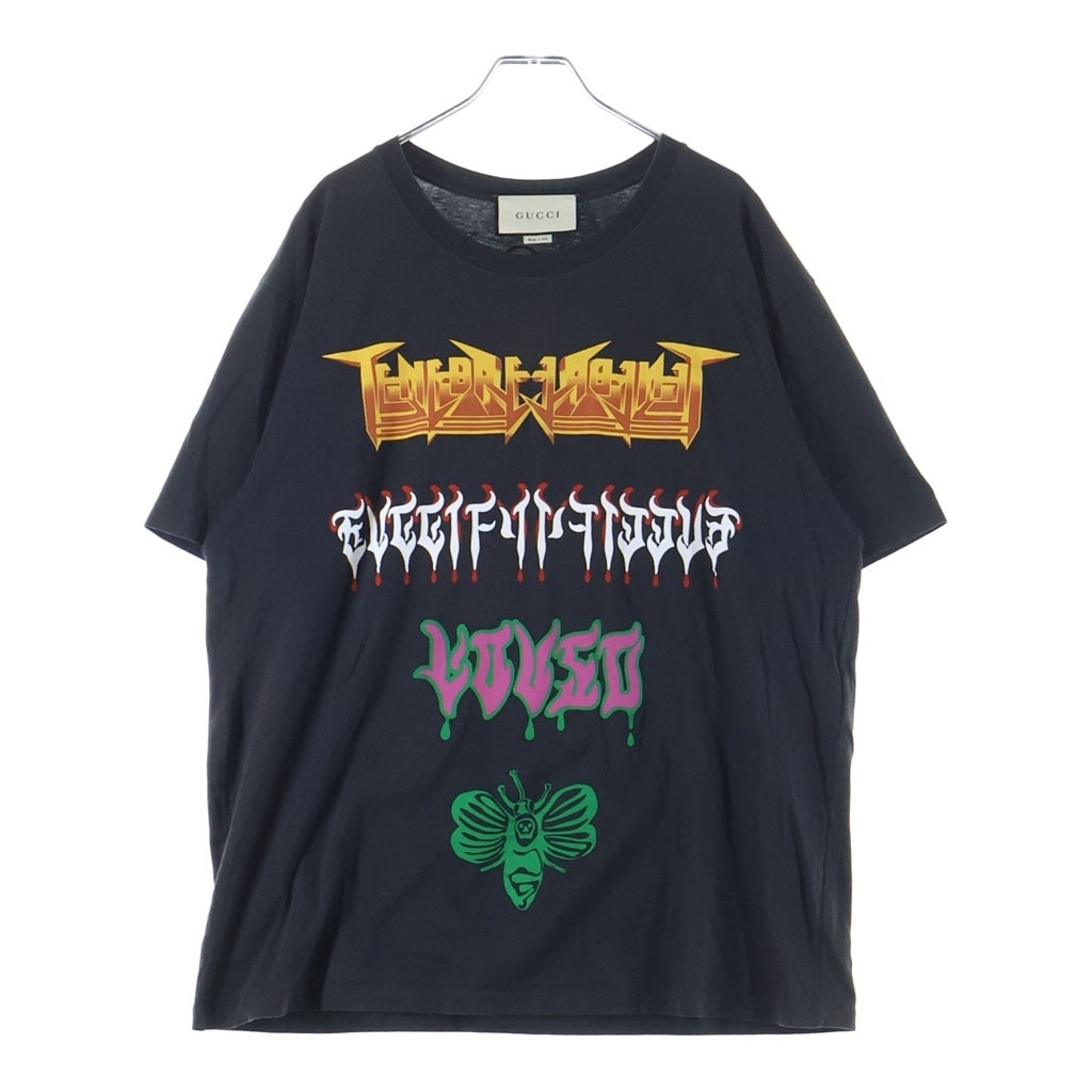 GUCCI(グッチ) 19SS メタルプリント クルーネック半袖Tシャツカットソー ブラック 493117-XJAKE