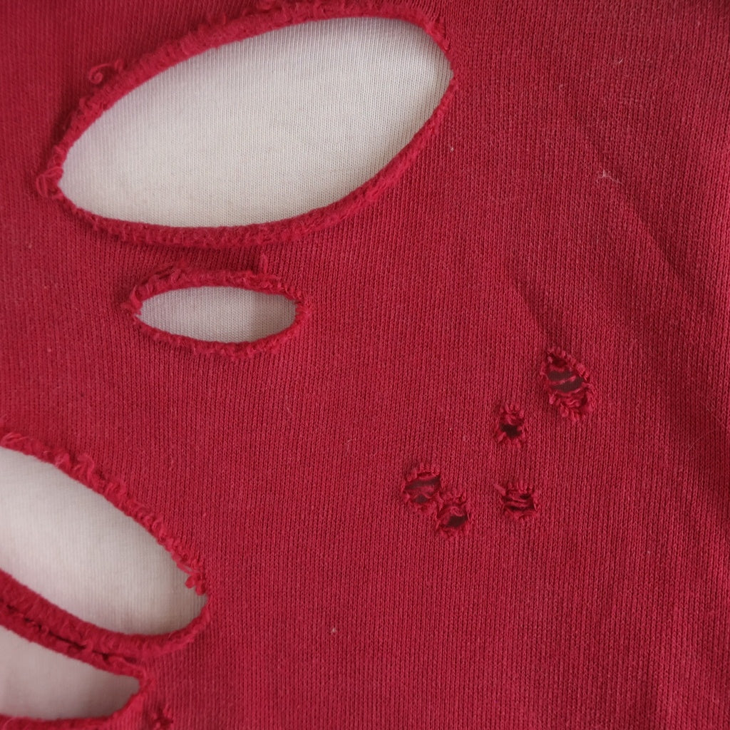 BALENCIAGA(バレンシアガ) 20SS DESTROYED HOODI 659403 デストロイ加工 オーバーサイズ フロントロゴプリント プルオーバー長袖パーカー フーディー レッド