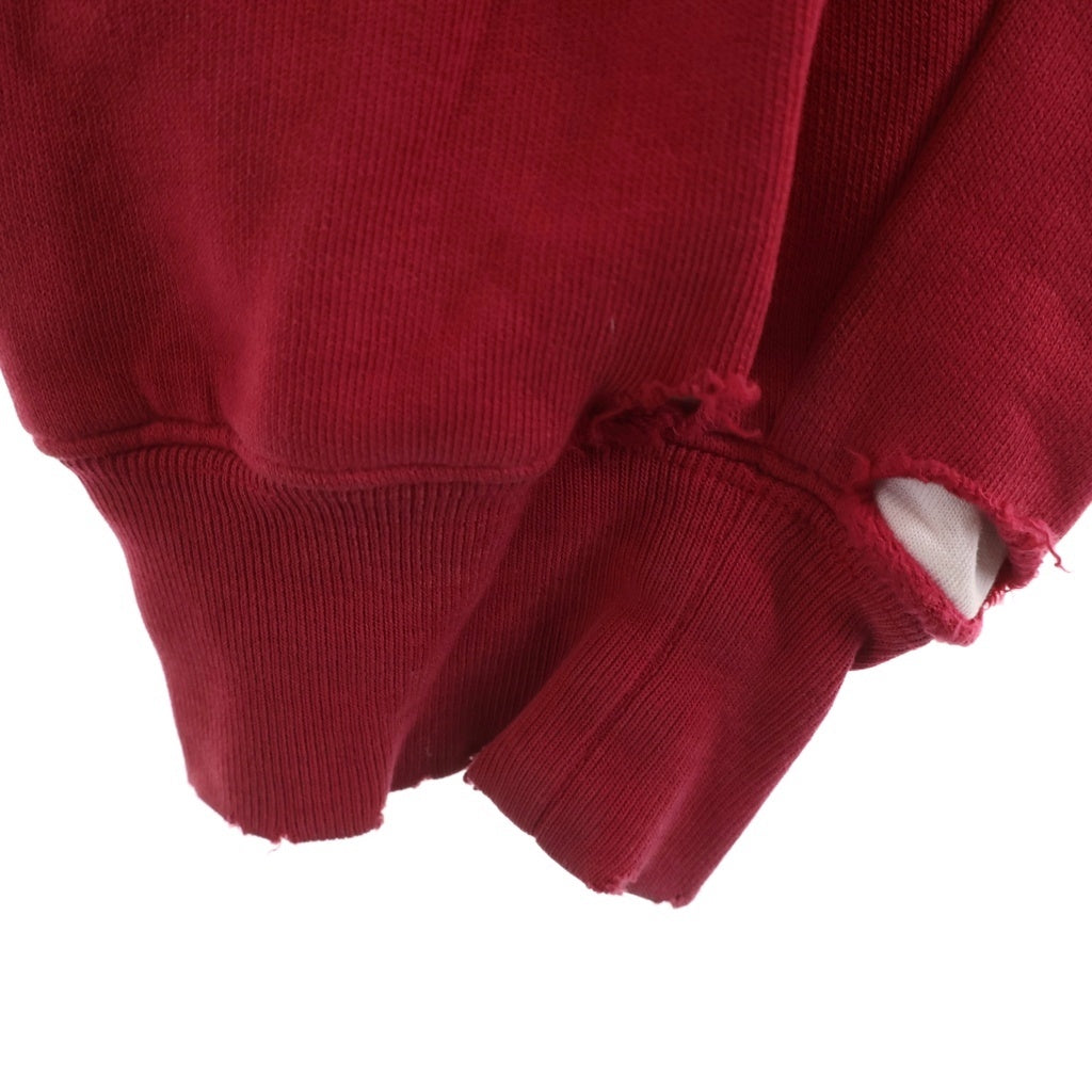 BALENCIAGA(バレンシアガ) 20SS DESTROYED HOODI 659403 デストロイ加工 オーバーサイズ フロントロゴプリント プルオーバー長袖パーカー フーディー レッド