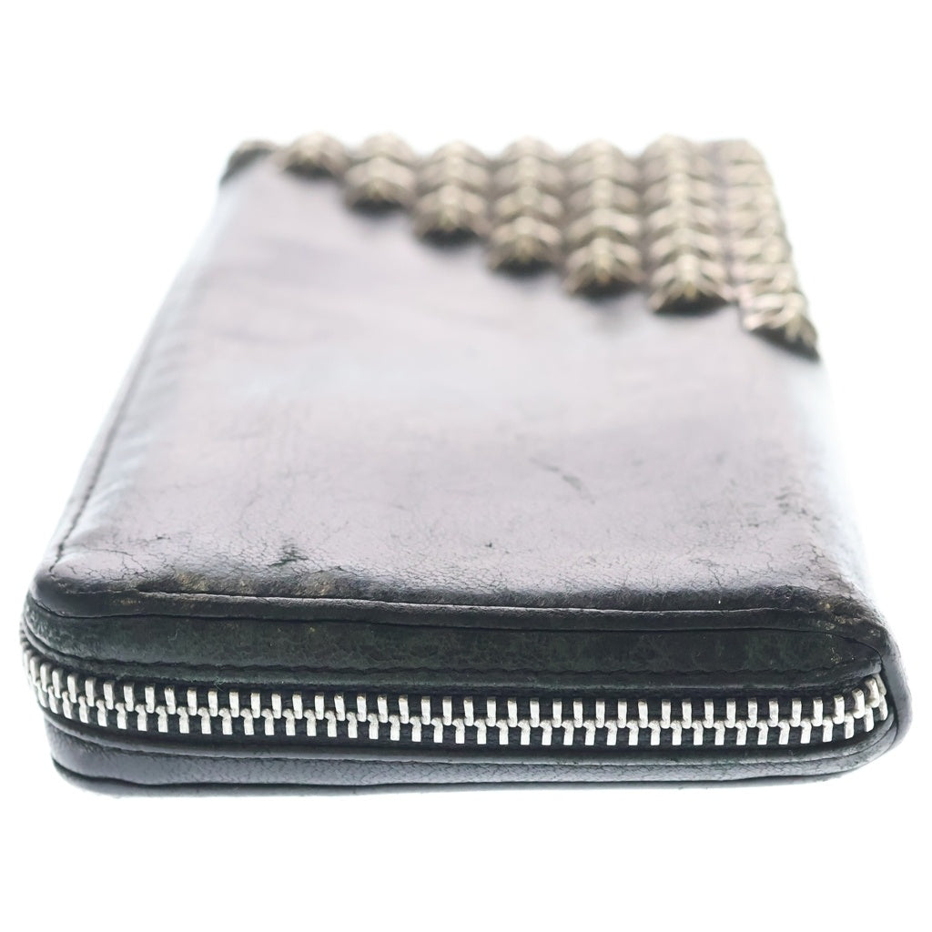 CHROME HEARTS(クロムハーツ) REC F ZIP ピラミッドプラス ラウンドファスナー レザーウォレット 長財布 ブラック/シルバー