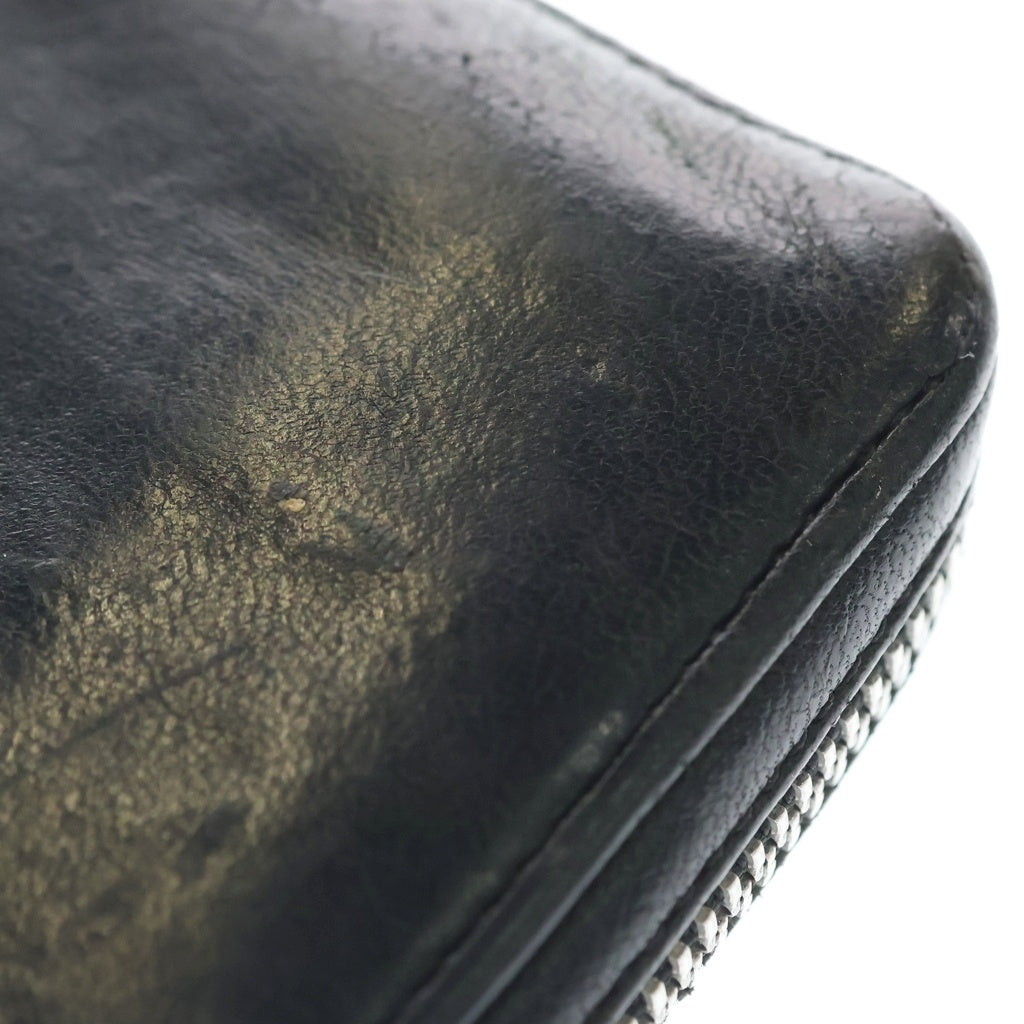 CHROME HEARTS(クロムハーツ) REC F ZIP ピラミッドプラス ラウンドファスナー レザーウォレット 長財布 ブラック/シルバー