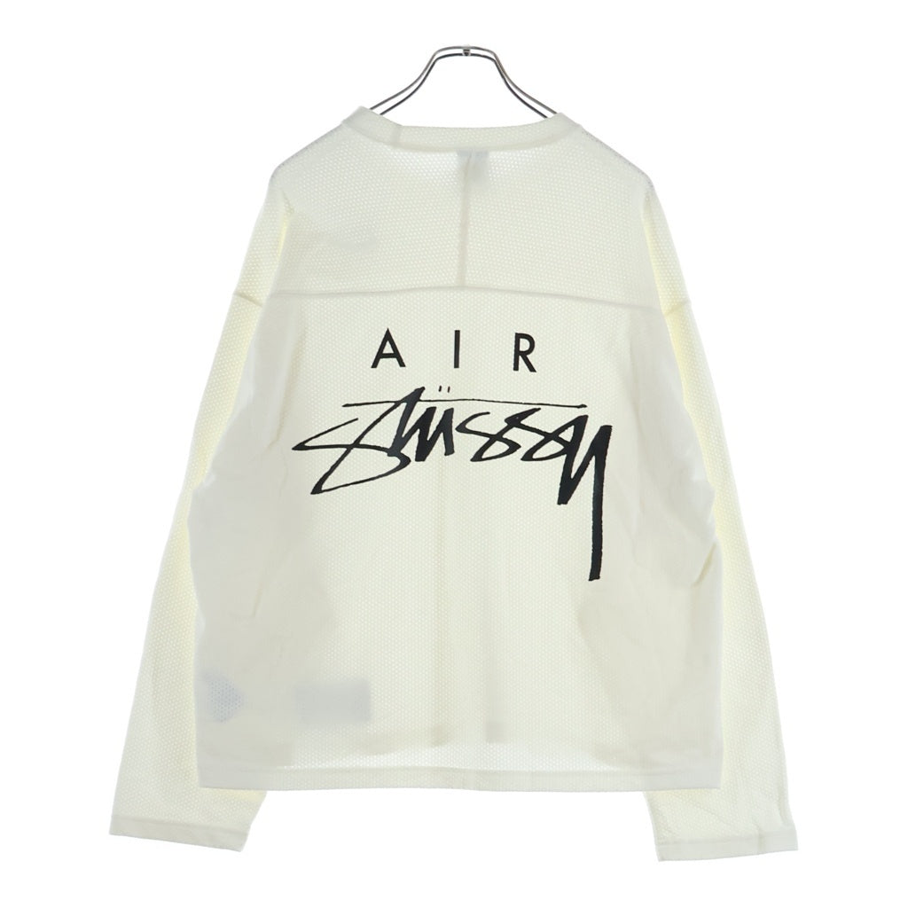 STUSSY(ステューシー) x Nike ナイキ Dri-FIT Mesh Jersey ドライフィット メッシュジャージ クルーネック長袖カットソー ホワイト FJ9164-133
