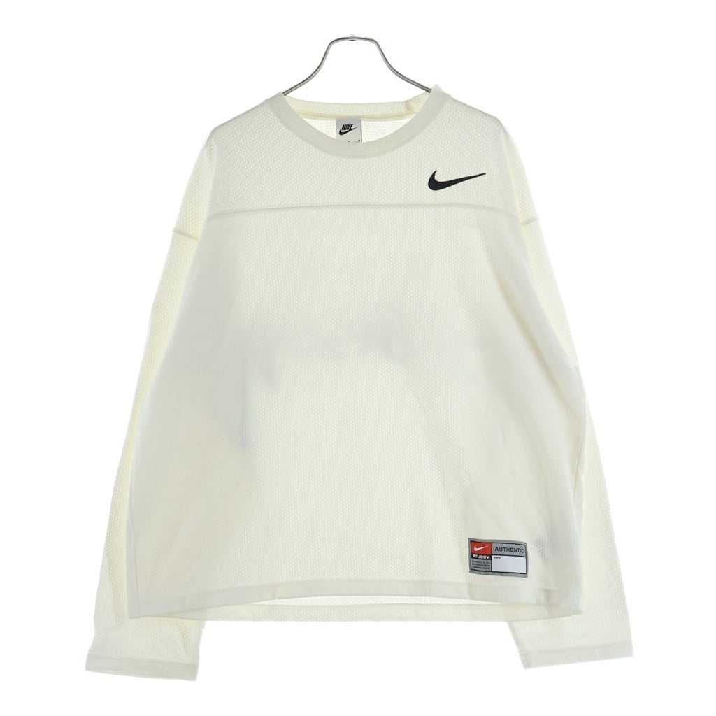 STUSSY(ステューシー) x Nike ナイキ Dri-FIT Mesh Jersey ドライフィット メッシュジャージ クルーネック長袖カットソー ホワイト FJ9164-133