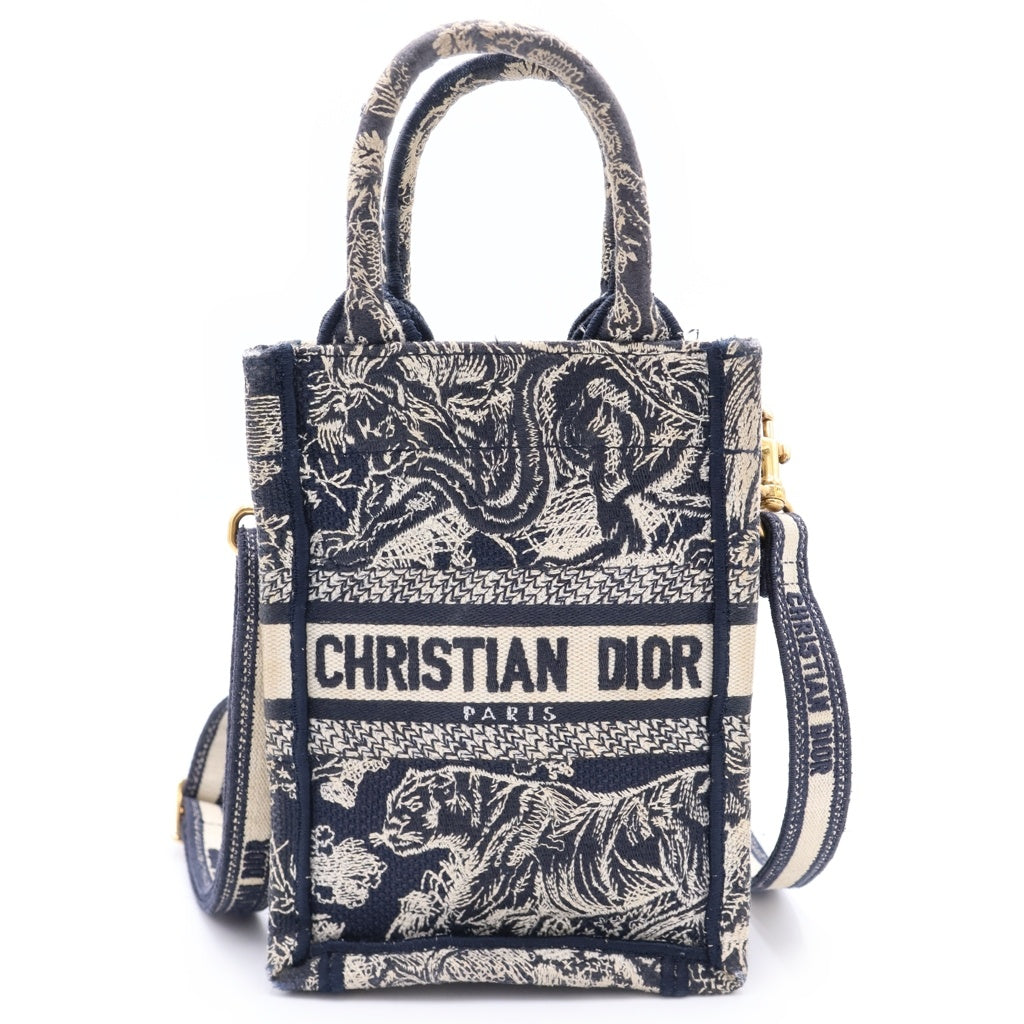DIOR(ディオール) ブックトート ミニ キャンバス フォンバッグ ショルダーバッグ 2WAY ネイビー レディース