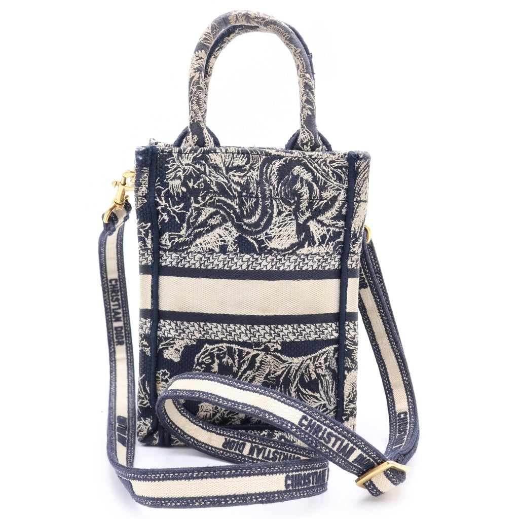 DIOR(ディオール) ブックトート ミニ キャンバス フォンバッグ ショルダーバッグ 2WAY ネイビー レディース