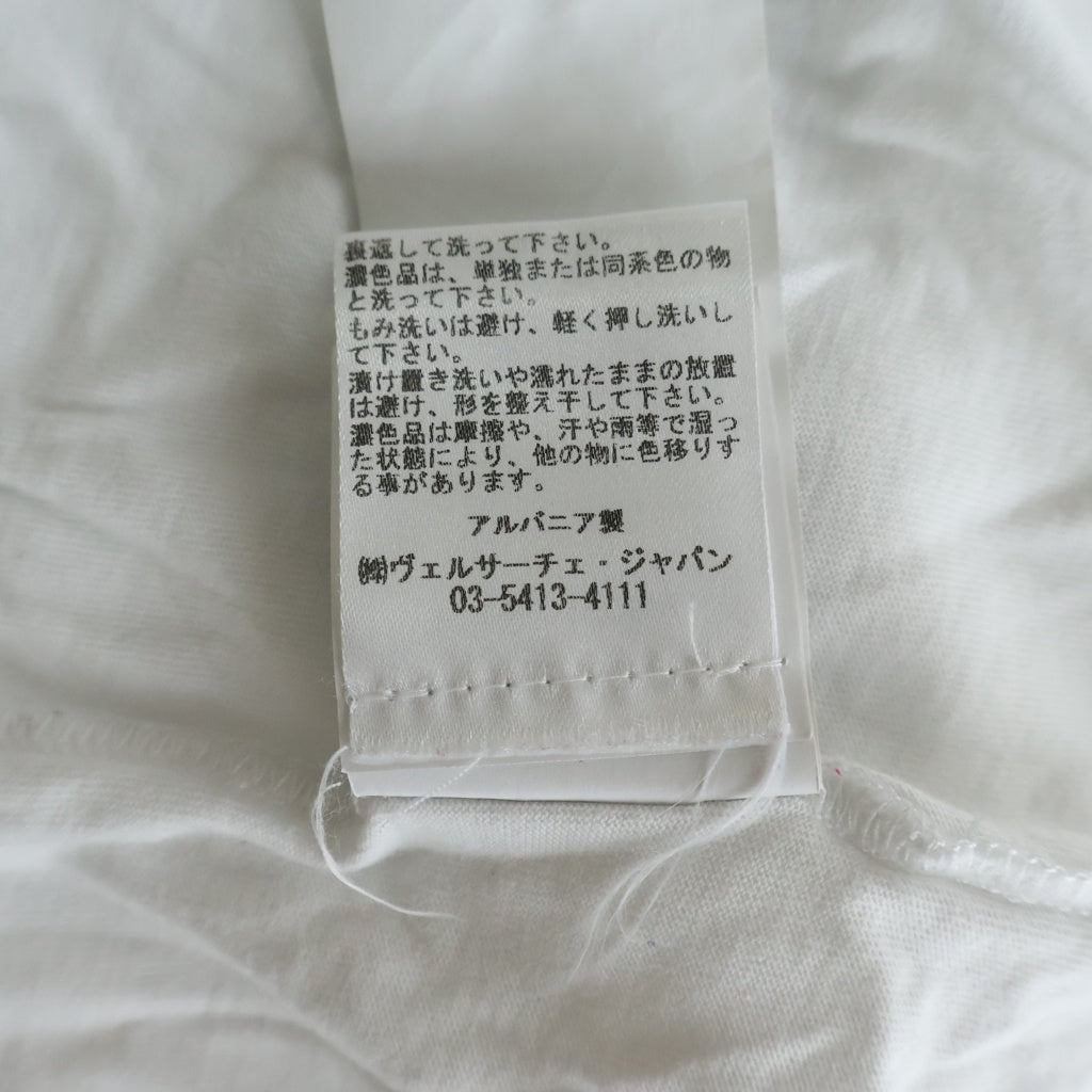 VERSACE(ヴェルサーチ) 21SS フロントロゴ刺繍 クルーネック半袖Tシャツカットソー ホワイト A87021S