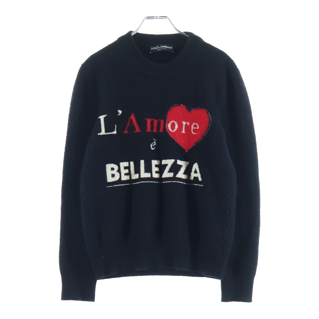 DOLCE & GABBANA(ドルチェアンドガッバーナ) L'amore E Bellezza Cashmere Knit TP-GX357T ラモーレ エ ベレッザ クルーネック長袖カシミヤニットセーター ブラック