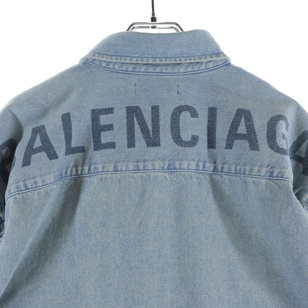 BALENCIAGA(バレンシアガ) 18SS BACK LOGO DENIM SHIRT バックロゴ オーバーサイズ 長袖デニムシャツ ライトブルー 557578 TYE24