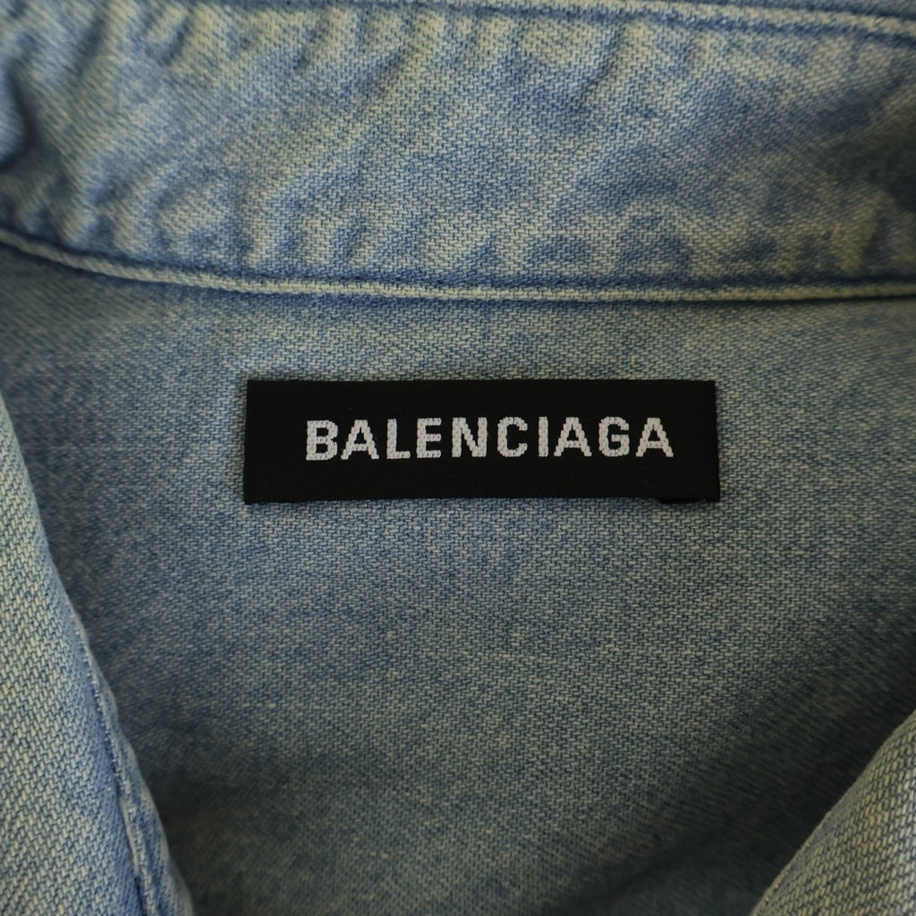BALENCIAGA(バレンシアガ) 18SS BACK LOGO DENIM SHIRT バックロゴ オーバーサイズ 長袖デニムシャツ ライトブルー 557578 TYE24