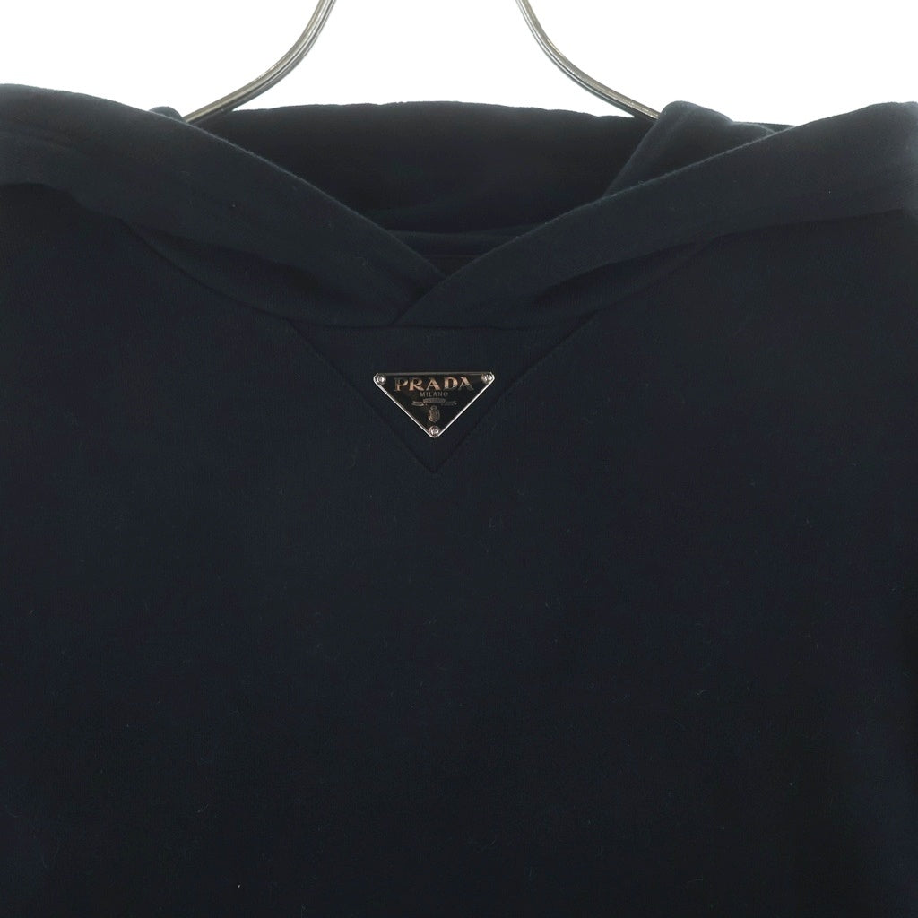 PRADA(プラダ) 23AW Re-Nylon リナイロン トライアングルロゴプレート プルオーバー長袖スウェットパーカー フーディ ブラック UJL45B
