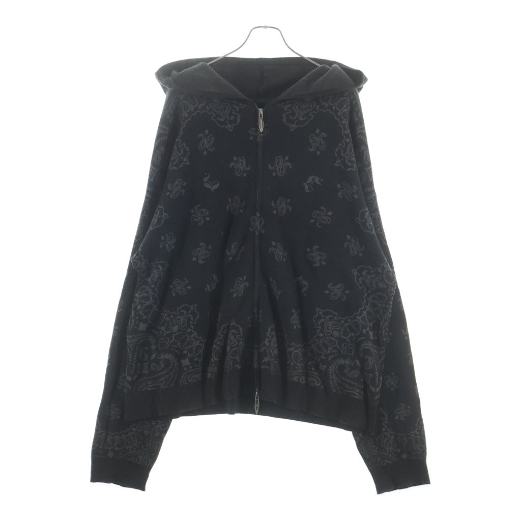 JUN / NAKAYAMA(ジュンナカヤマ) 26SS PAISLEY KNIT HOODIE ペイズリー ジャカード ニットジップアップフーディー パーカーブラウン JN-SS26-001