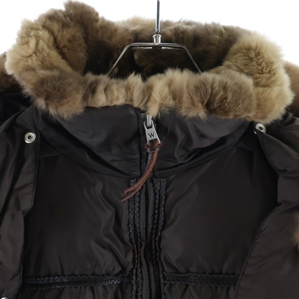 Max Mara(マックスマーラ) WEEKEND LINE ウィークエンド ライン フェイクファー フーデット ダブルジップ 中綿 ジャケット ブラウン レディース