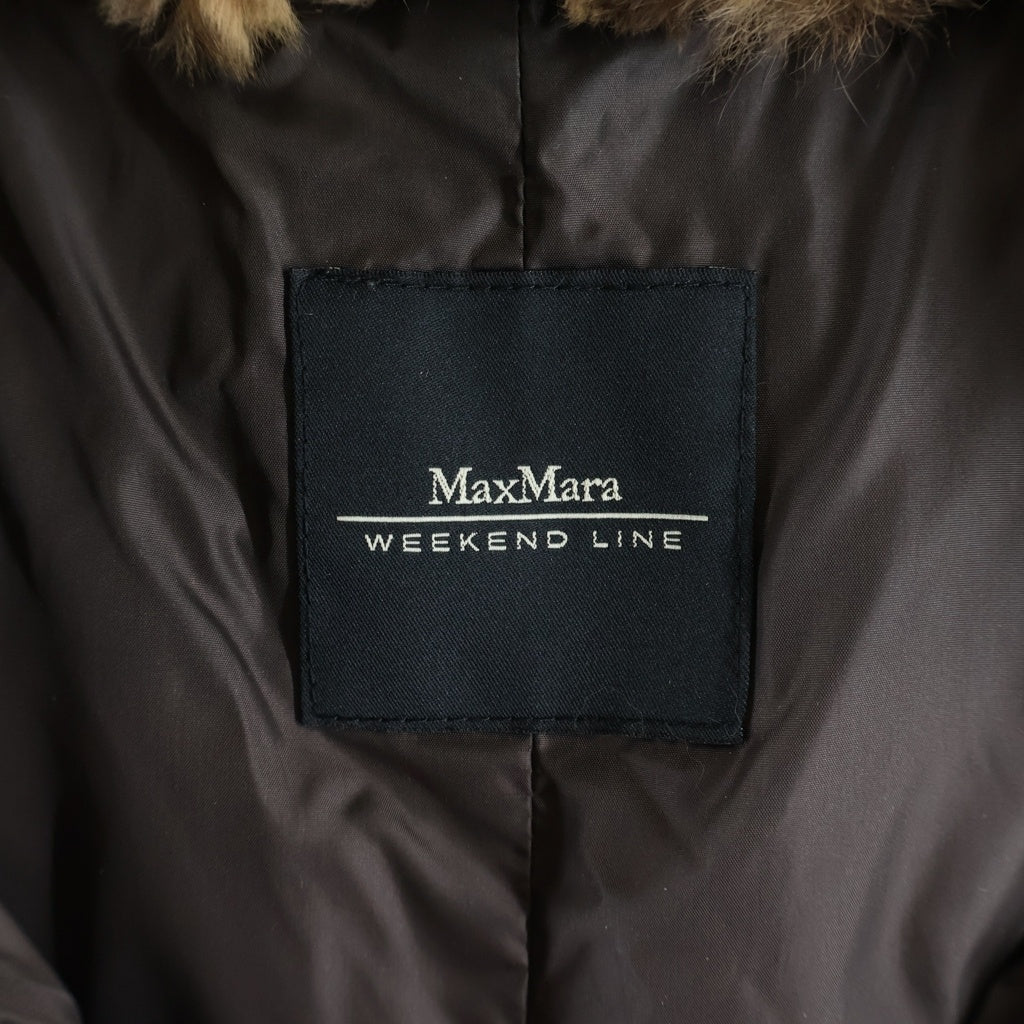 Max Mara(マックスマーラ) WEEKEND LINE ウィークエンド ライン フェイクファー フーデット ダブルジップ 中綿 ジャケット ブラウン レディース