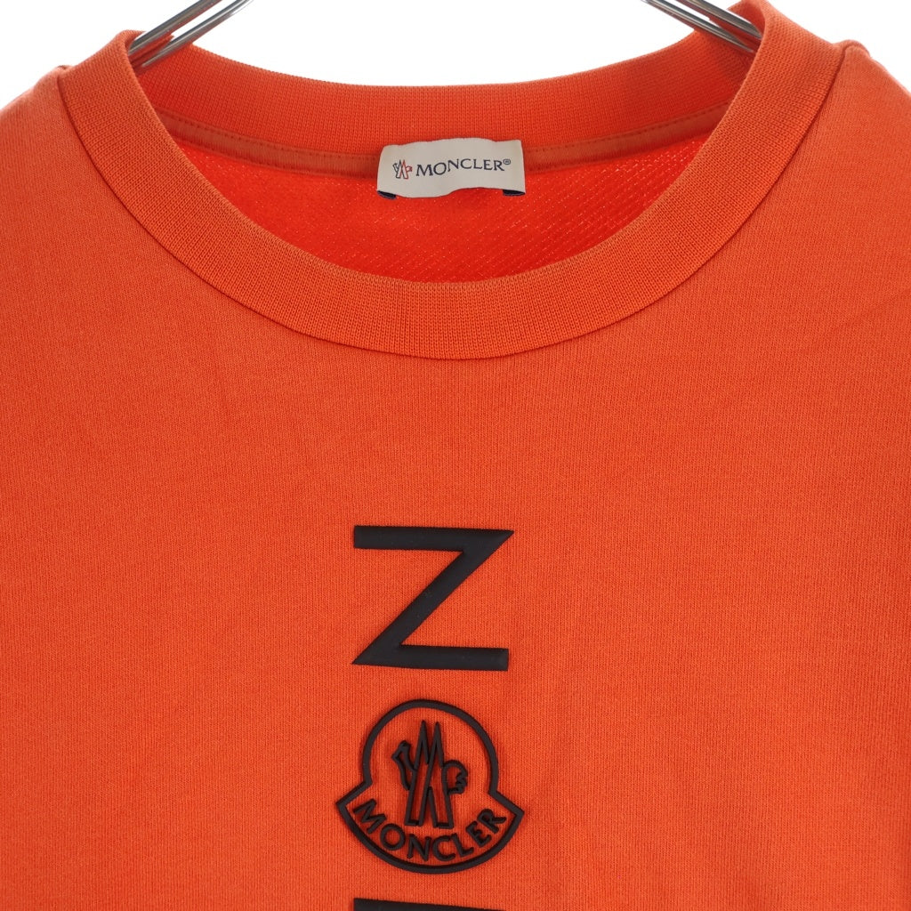 MONCLER(モンクレール) 23AW FELPA GIROCOLLO フェルパ ラバーロゴ クルーネック長袖スウェットトレーナー オレンジ I20918G00028
