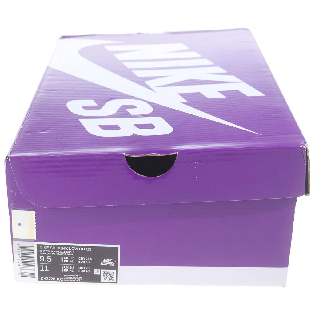 NIKE(ナイキ) ×SUPREME DUNK LOW OG QS DH3228-102 シュプリーム ダンクロー ローカットスニーカー ホワイト/ブラック/ゴールド US9.5/27.5cm DH3228-102