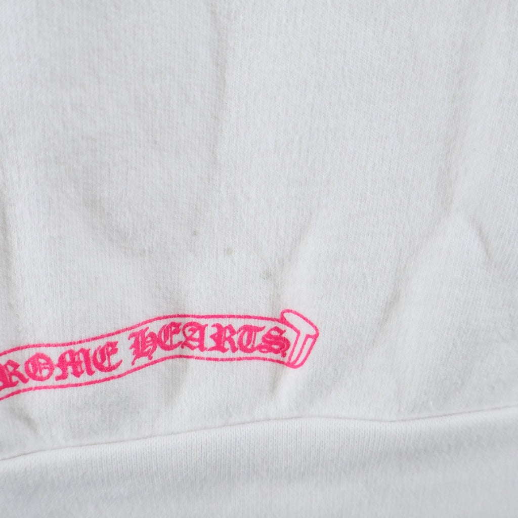 CHROME HEARTS(クロムハーツ) 25SS Floral Cross Horseshoe Pullover Hoodie フローラルクロス ホースシュー プリント プルオーバー長袖パーカー フーディ ホワイト/ピンク