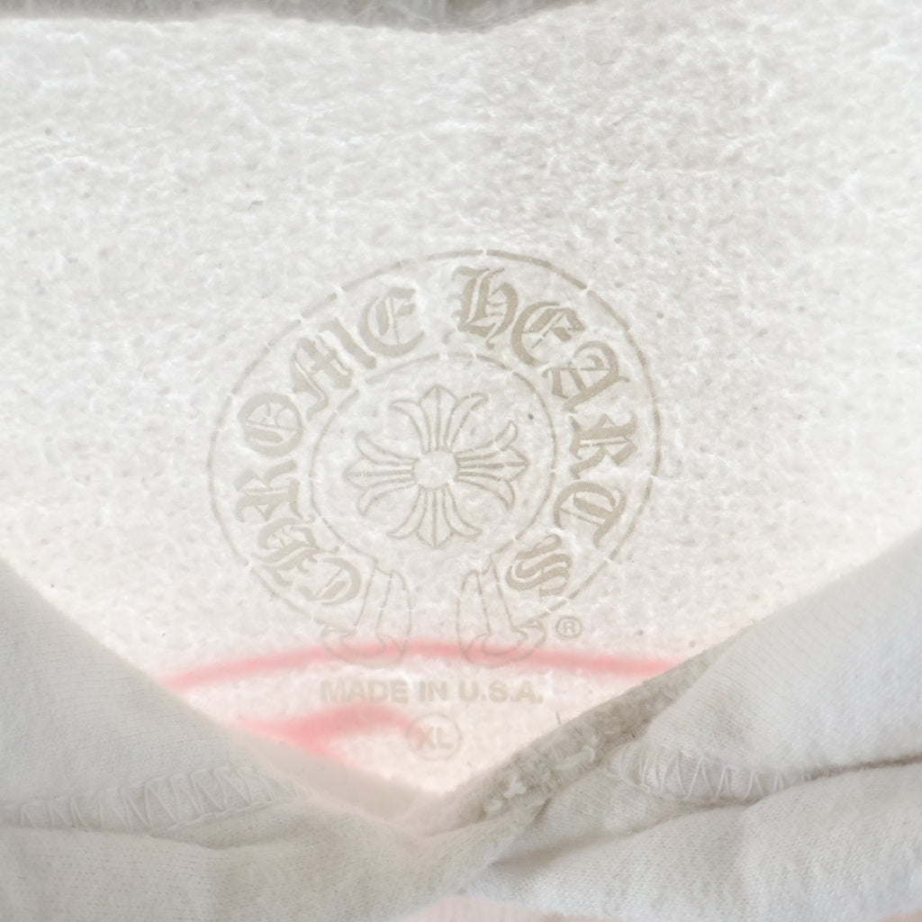 CHROME HEARTS(クロムハーツ) 25SS Floral Cross Horseshoe Pullover Hoodie フローラルクロス ホースシュー プリント プルオーバー長袖パーカー フーディ ホワイト/ピンク