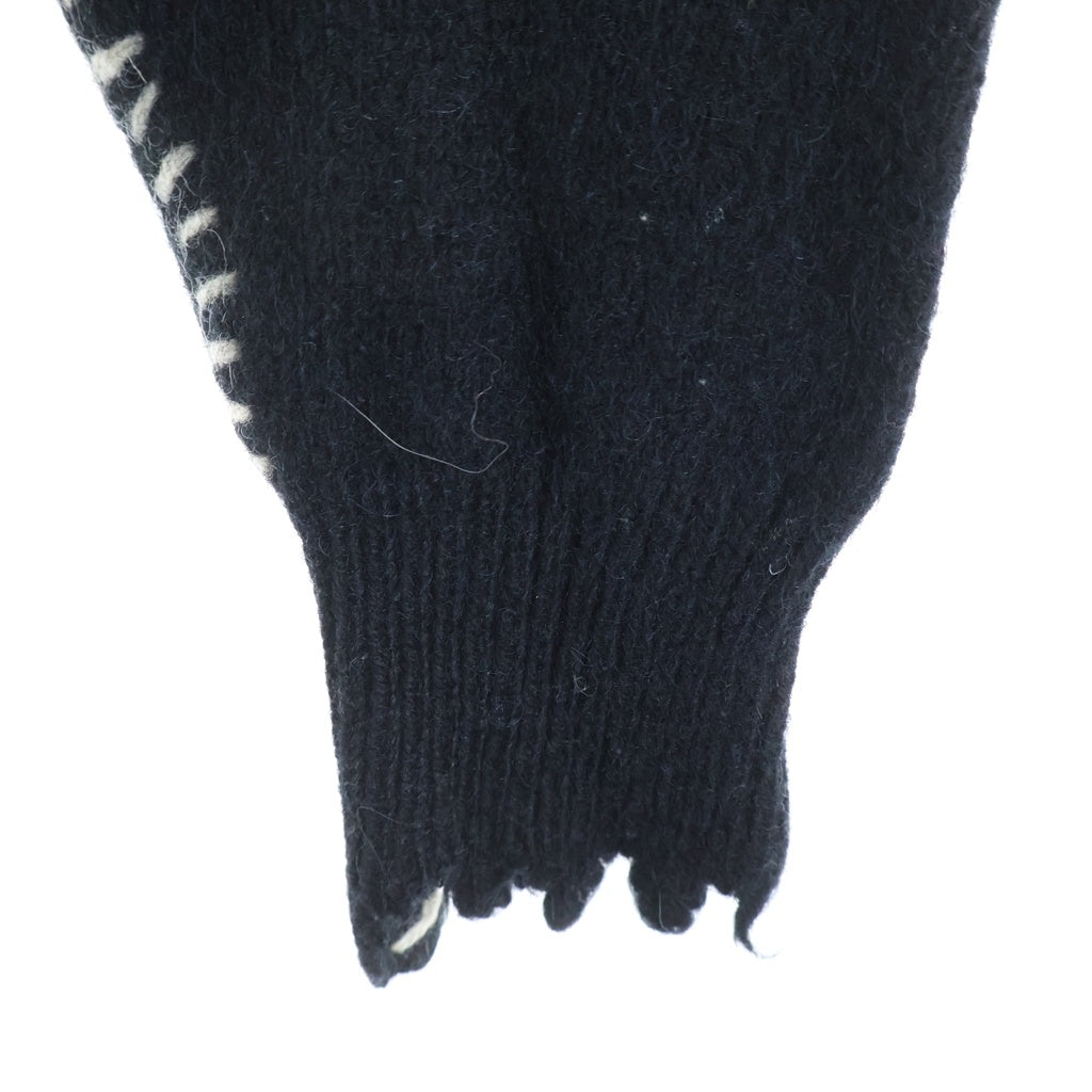 SAINT MICHAEL(セントマイケル) 22AW CLF MEN KNIT シーエルエフ メン フロントデザイン ダメージ加工 クルーネック長袖ニットセーター ブラック SM-A22-0000-033