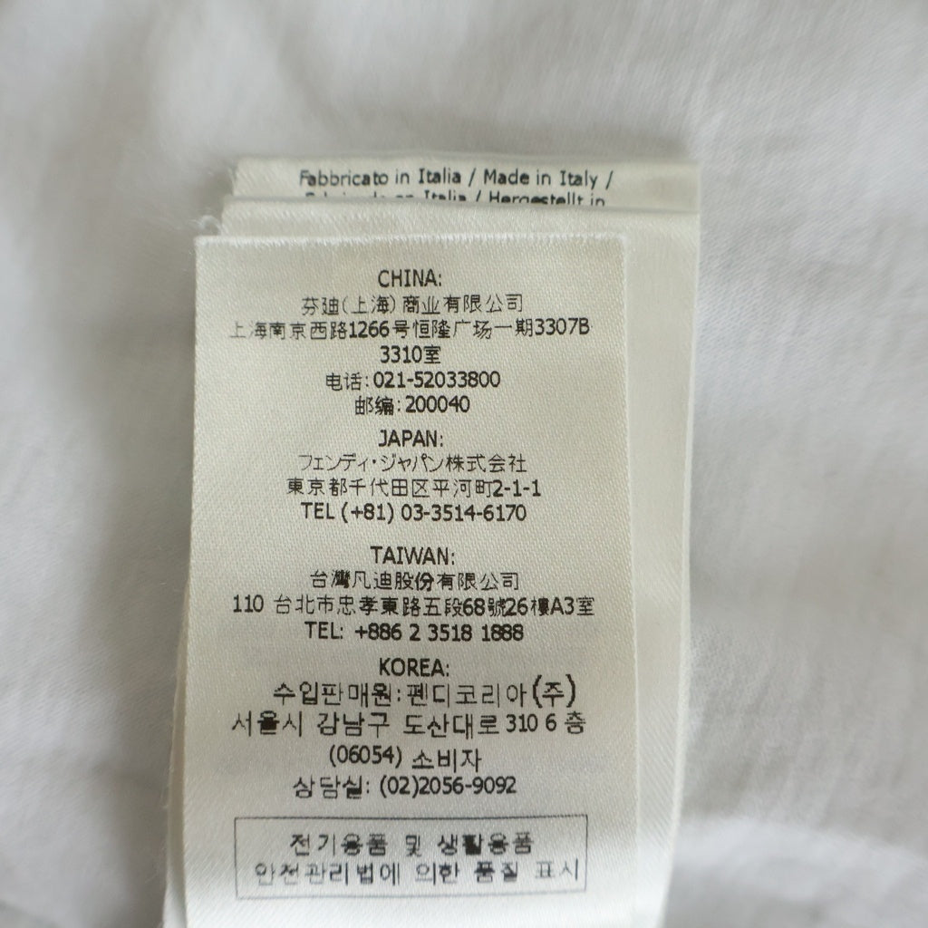 FENDI(フェンディ) 23SS ズッカ ロゴ総柄 クルーネック半袖Tシャツカットソー ホワイト/ブラウン FAF682 AN68