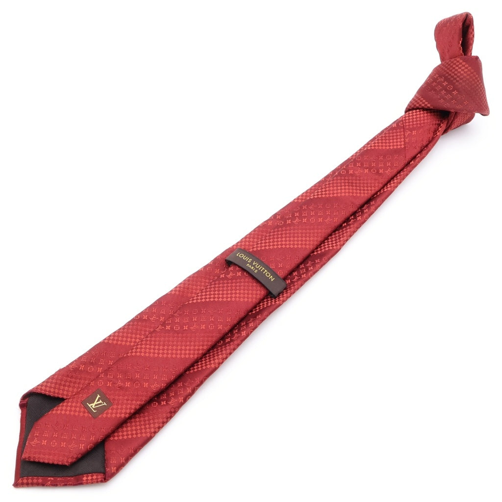 LOUIS VUITTON(ルイヴィトン) モノグラム ダミエ 総柄 シルクネクタイ レッド