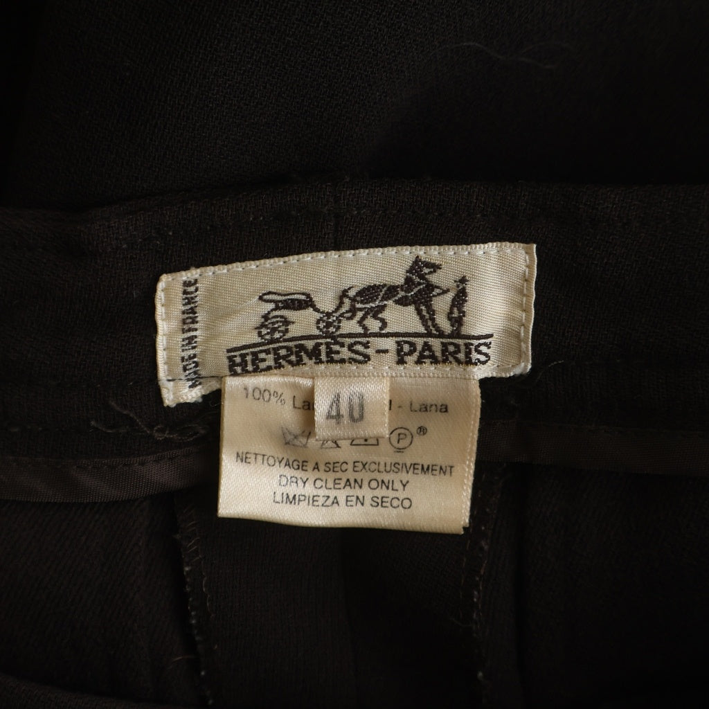 HERMES(エルメス) VINTAGE ヴィンテージ ハイウエスト ウールスラックス ブラウン