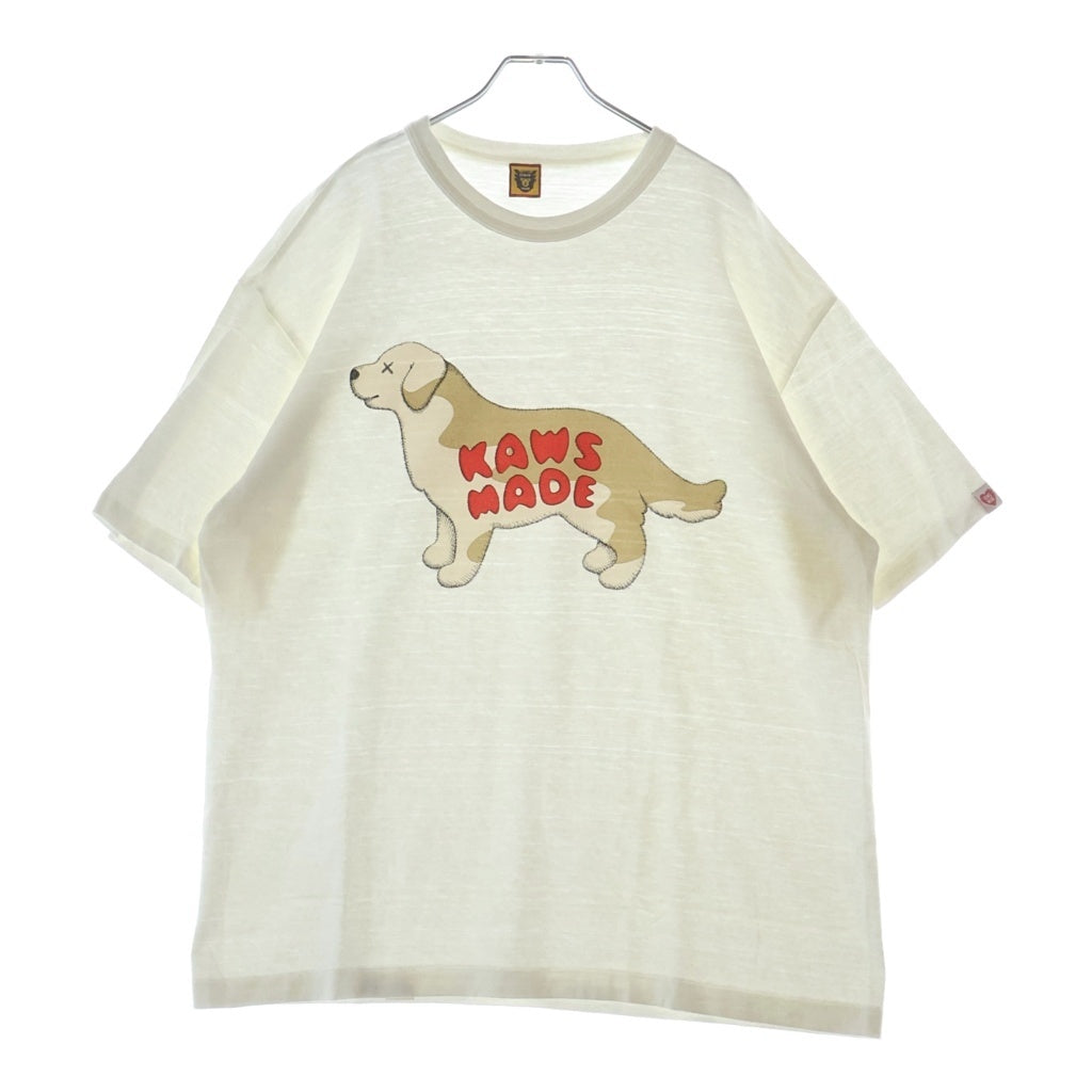 HUMAN MADE(ヒューマンメイド) 26SS ×KAWS MADE GRAPHIC T-SHIRT XX26TE006 カウズ メイド フロントアニマルグラフィックプリント クルーネック半袖Tシャツカットソー ホワイト XX26TE006