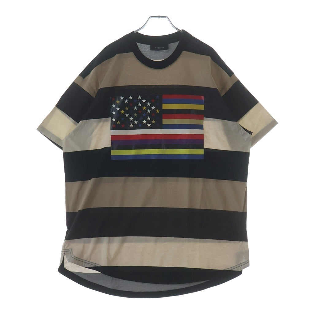 GIVENCHY(ジバンシィ) 14SS リカルドティッシ期 アメリカンフラッグプリント クルーネック半袖ボーダーTシャツカットソー マルチ 14 J 7568 195