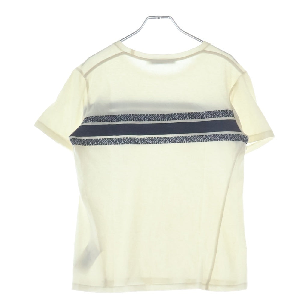 Christian Dior(クリスチャンディオール) シグネチャーバンド ロゴ クルーネック半袖Tシャツカットソー ホワイト/ネイビー コットン 143T04A4043