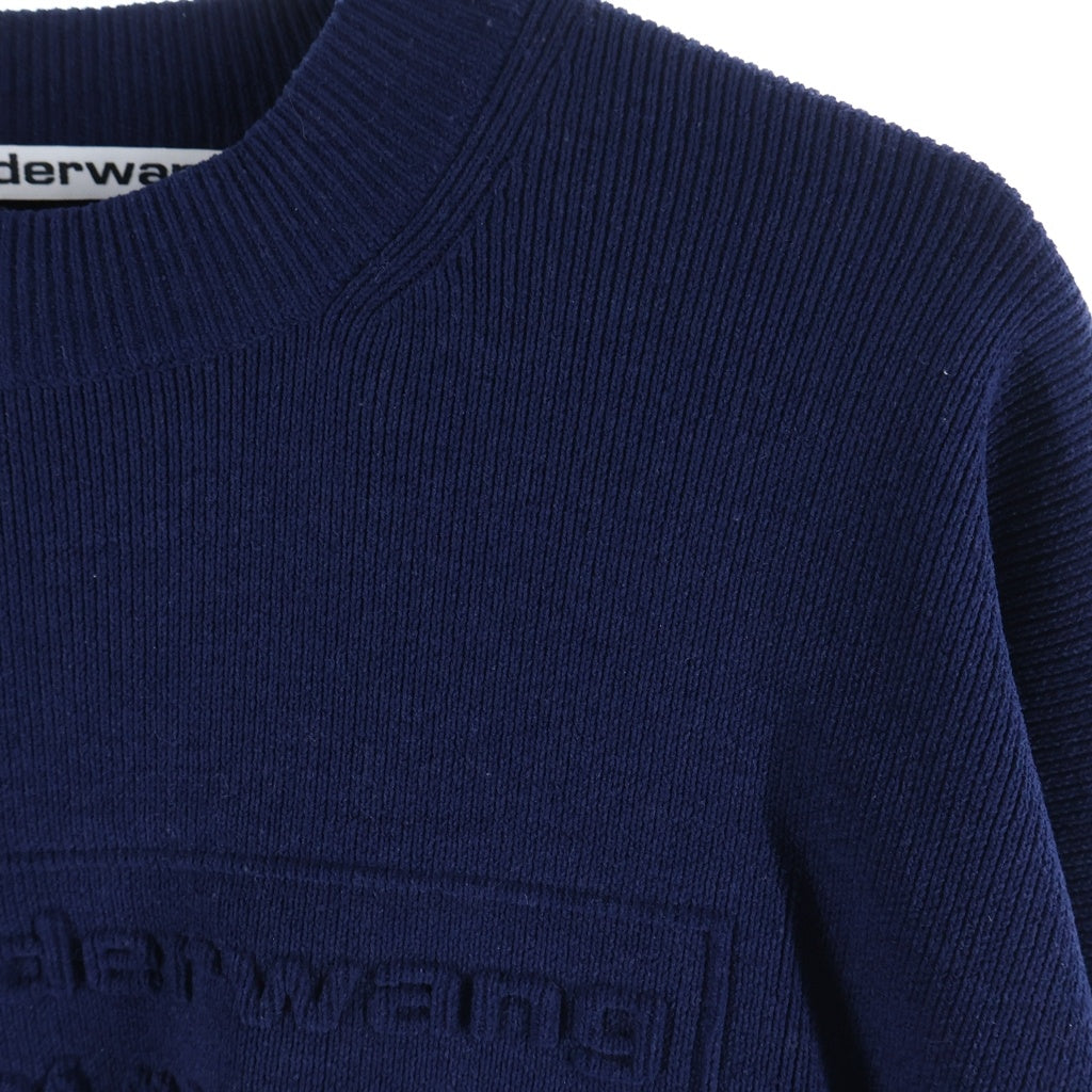 ALEXANDER WANG(アレキサンダーワン) フロントエンボスロゴ クルーネック長袖ニットセーター ネイビー 1KC3231017