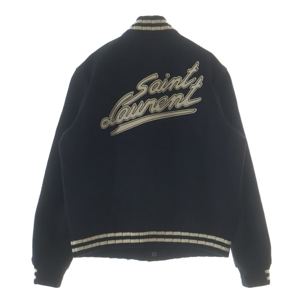 SAINT LAURENT PARIS(サンローランパリ) 22SS Teddy Jacket テディジャケット スタジアムジャンパー ウールブルゾンジャケット スタジャン ブラック 625918 Y180W