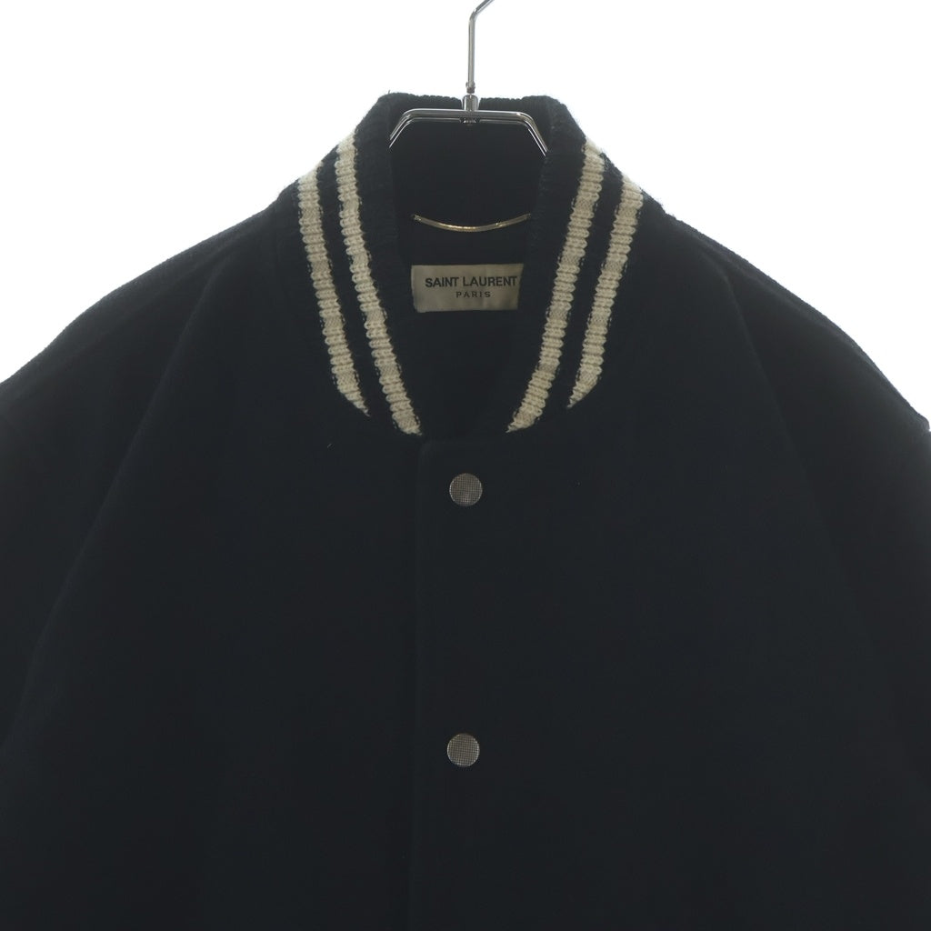 SAINT LAURENT PARIS(サンローランパリ) 22SS Teddy Jacket テディジャケット スタジアムジャンパー ウールブルゾンジャケット スタジャン ブラック 625918 Y180W