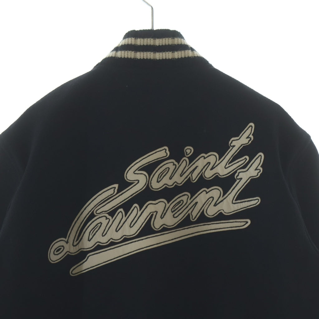 SAINT LAURENT PARIS(サンローランパリ) 22SS Teddy Jacket テディジャケット スタジアムジャンパー ウールブルゾンジャケット スタジャン ブラック 625918 Y180W