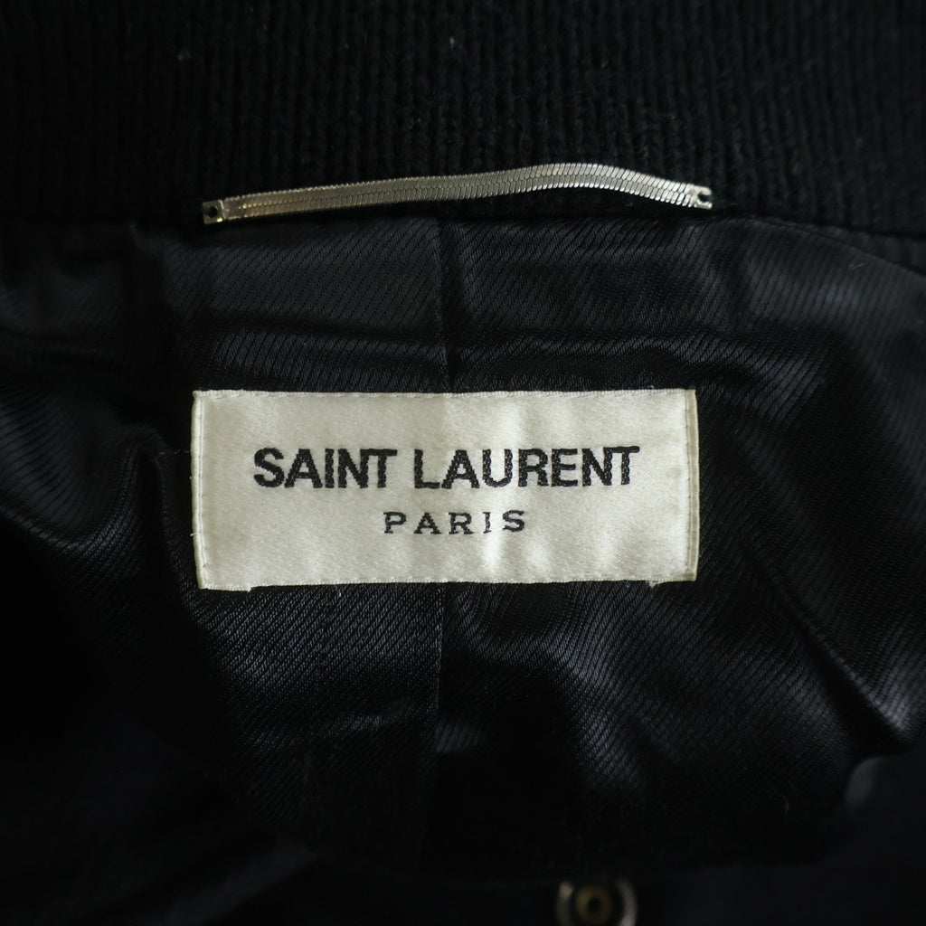 SAINT LAURENT PARIS(サンローランパリ) 22SS Teddy Jacket テディジャケット スタジアムジャンパー ウールブルゾンジャケット スタジャン ブラック 625918 Y180W