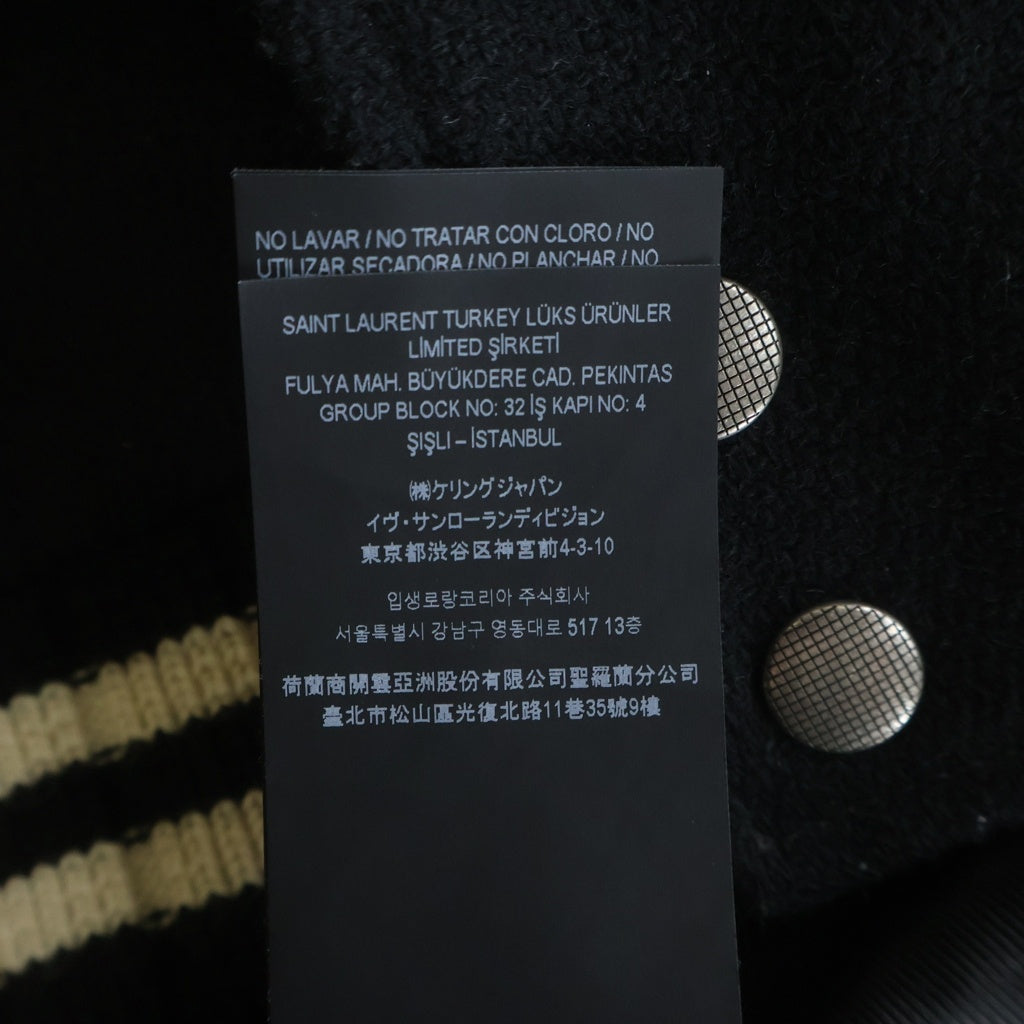 SAINT LAURENT PARIS(サンローランパリ) 22SS Teddy Jacket テディジャケット スタジアムジャンパー ウールブルゾンジャケット スタジャン ブラック 625918 Y180W